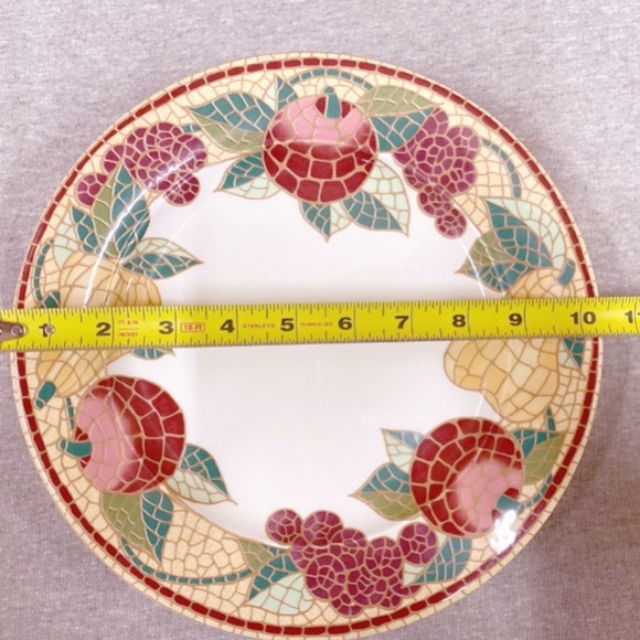Pier 1 Mosaic Fruit Fall Dinner/Serving Plates~ Earthenware Italy~ Set of 2~ 10" - Picture 7 of 11